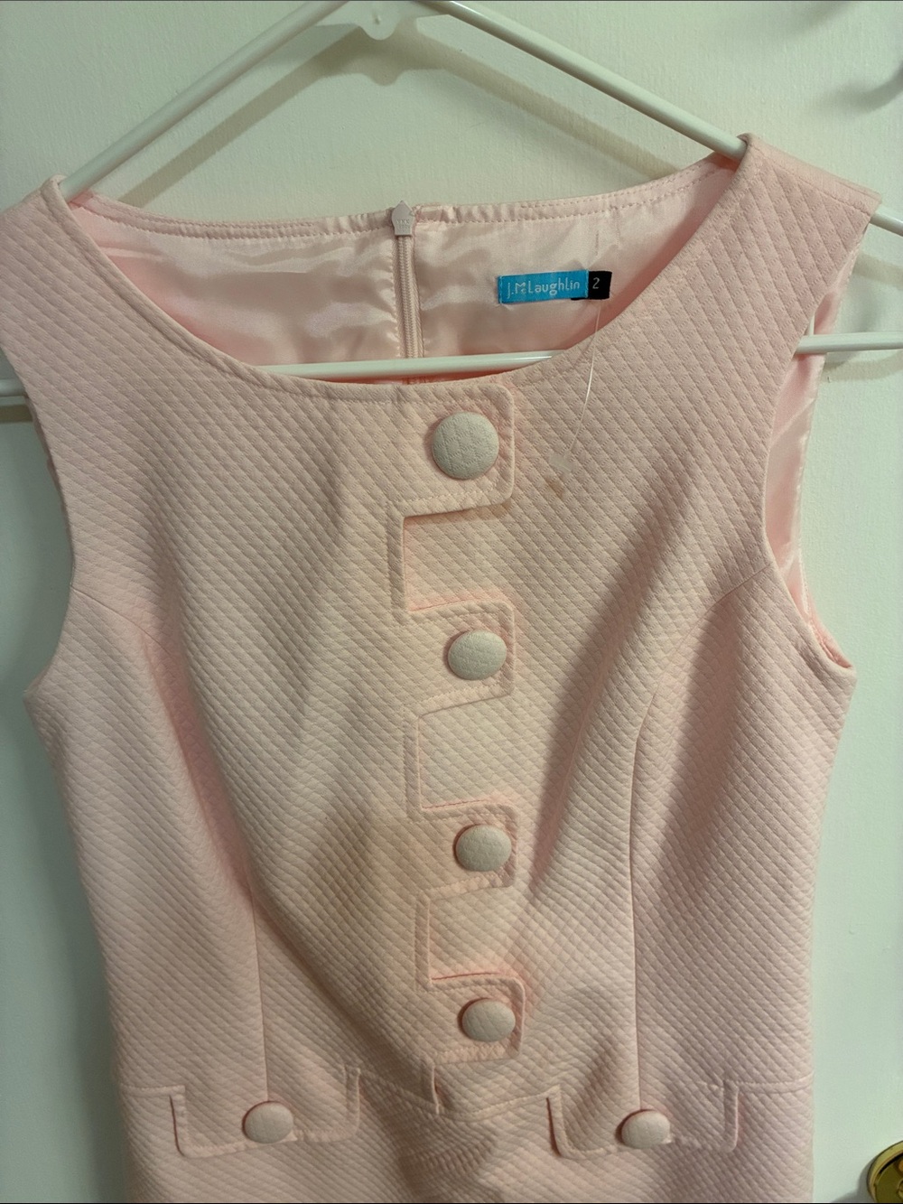 NWOT J McLaughlin Pastel Pink Textured Midi Dress Sz 2-100% Cotton - Picture 3 of 14